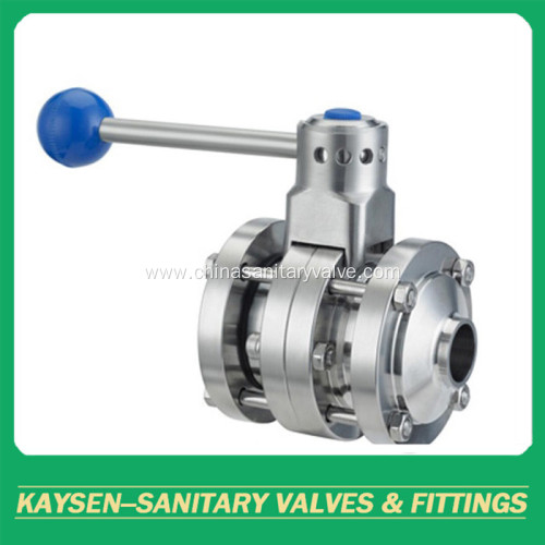 DIN Sanitary 3PCS Butterfly Valves Weld Pull Handle